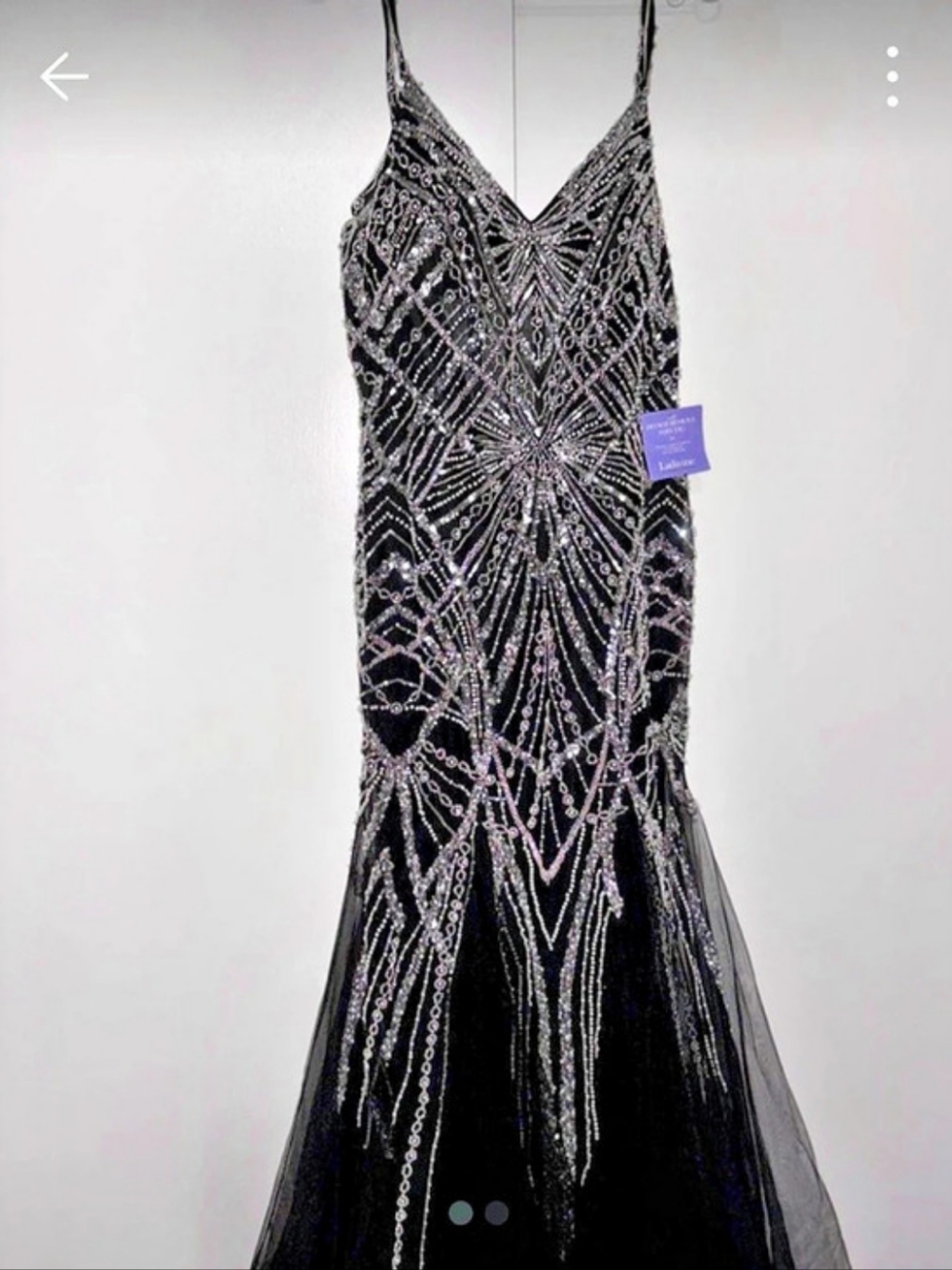 Ladivine Beaded Maxi Dress in Black & Silver Size 12 NWT